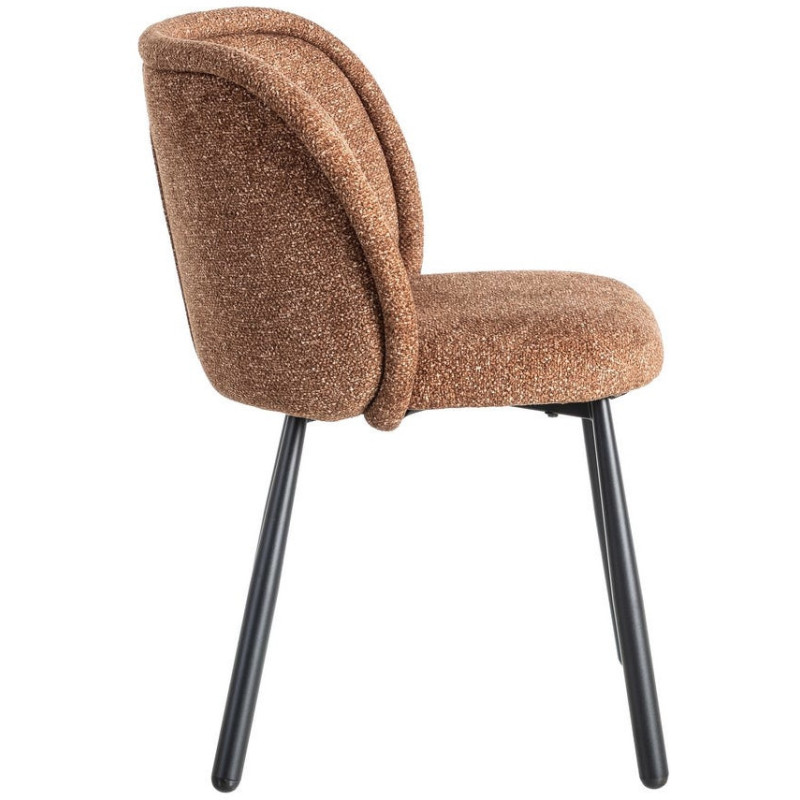 Chaise rétro dossier large en Tissu Ocre Chiné Métal Noir Tiriel (Lot de 2) - 3