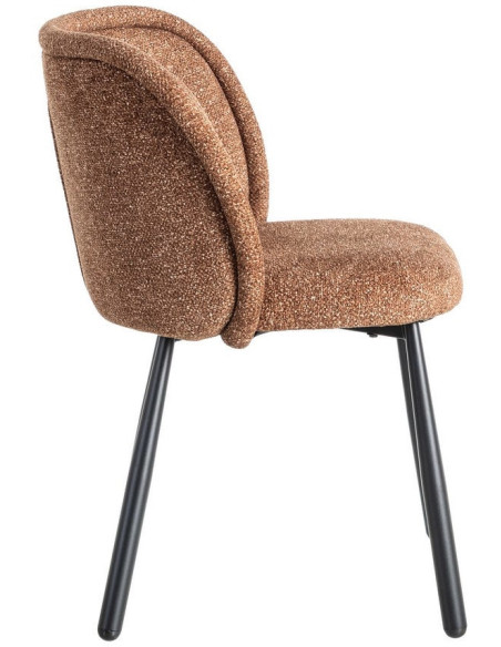 Chaise rétro dossier large en Tissu Ocre Chiné Métal Noir Tiriel (Lot de 2) - 3