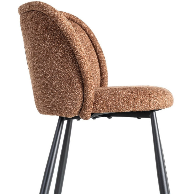 Chaise rétro dossier large en Tissu Ocre Chiné Métal Noir Tiriel (Lot de 2) - 6