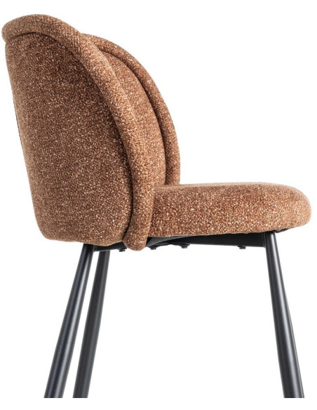 Chaise rétro dossier large en Tissu Ocre Chiné Métal Noir Tiriel (Lot de 2) - 6