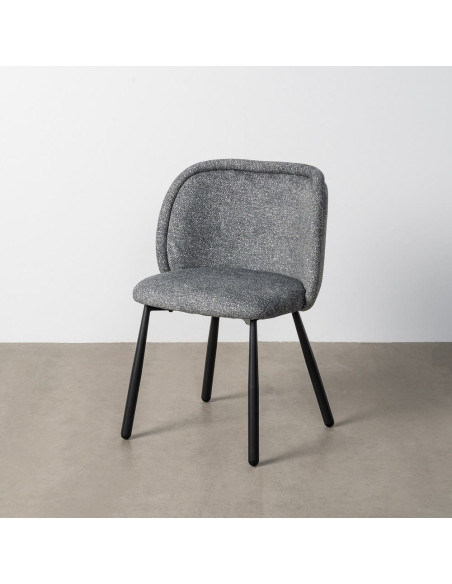 Chaise rétro dossier large en Tissu Vert Chiné Métal Noir Tiriel (Lot de 2) - 11