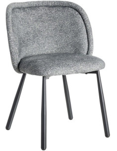 Chaise rétro dossier large en Tissu Vert Chiné Métal Noir Tiriel (Lot de 2) - 1