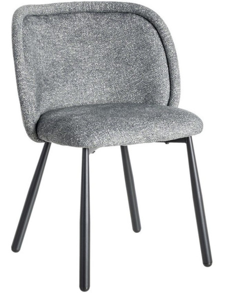 Chaise rétro dossier large en Tissu Vert Chiné Métal Noir Tiriel (Lot de 2) - 1