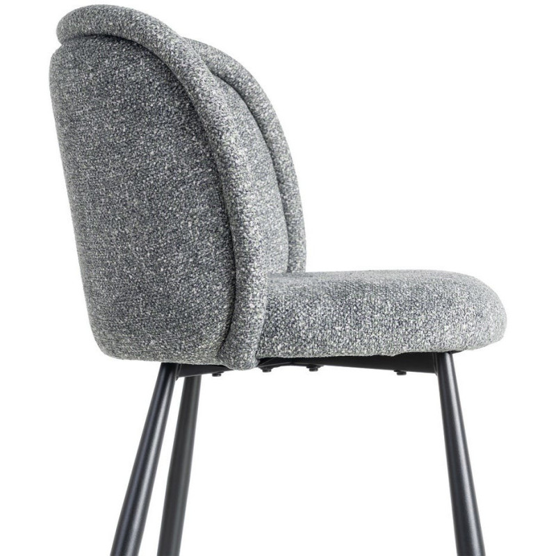 Chaise rétro dossier large en Tissu Vert Chiné Métal Noir Tiriel (Lot de 2) - 6