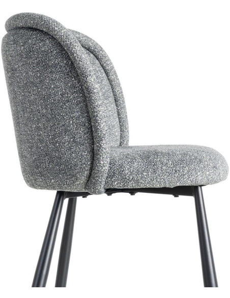 Chaise rétro dossier large en Tissu Vert Chiné Métal Noir Tiriel (Lot de 2) - 6