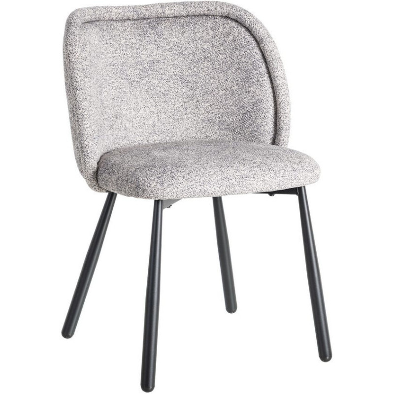 Chaise rétro dossier large en Tissu Gris blanc Chiné Métal Noir Tiriel (Lot de 2) - 1