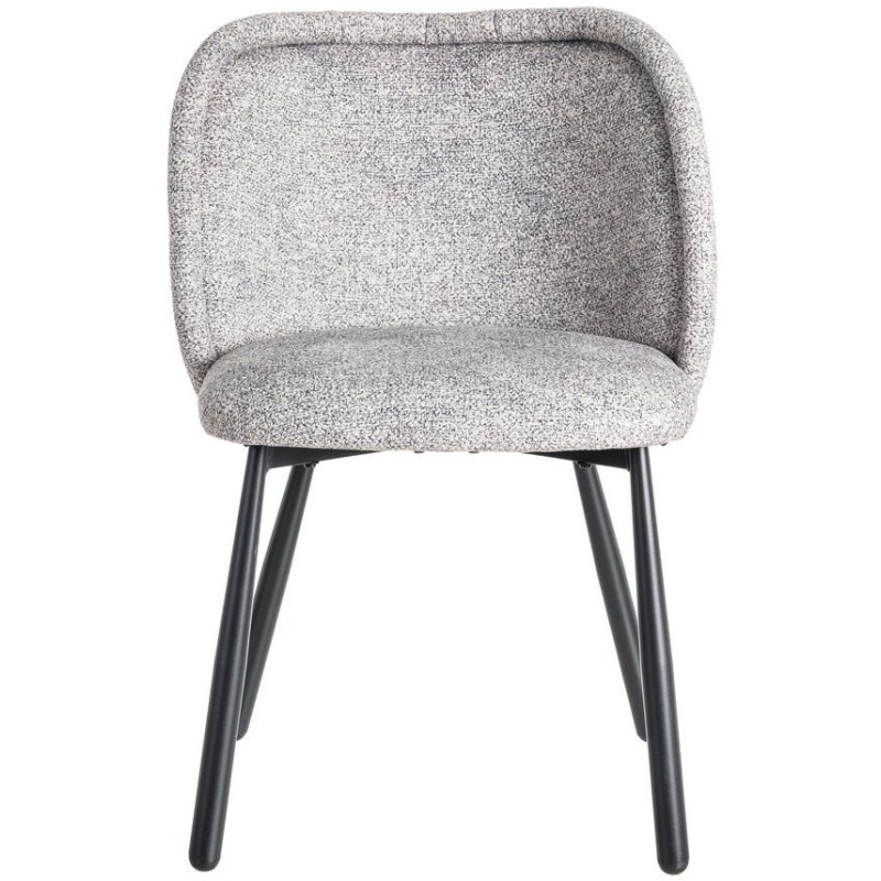 Chaise rétro dossier large en Tissu Gris blanc Chiné Métal Noir Tiriel (Lot de 2) - 2