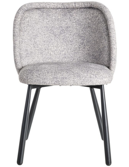 Chaise rétro dossier large en Tissu Gris blanc Chiné Métal Noir Tiriel (Lot de 2) - 2