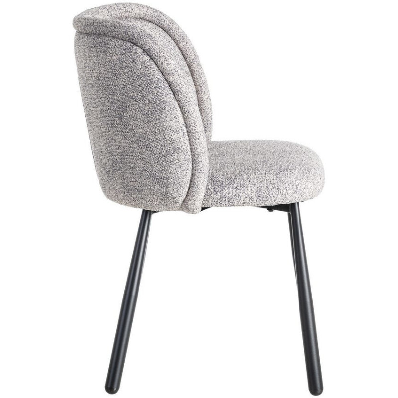 Chaise rétro dossier large en Tissu Gris blanc Chiné Métal Noir Tiriel (Lot de 2) - 3