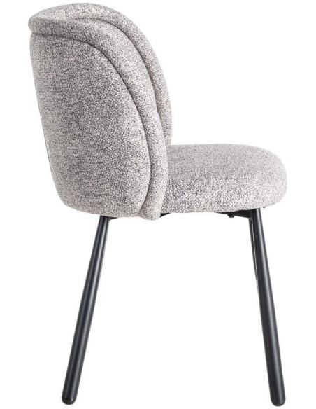 Chaise rétro dossier large en Tissu Gris blanc Chiné Métal Noir Tiriel (Lot de 2) - 3