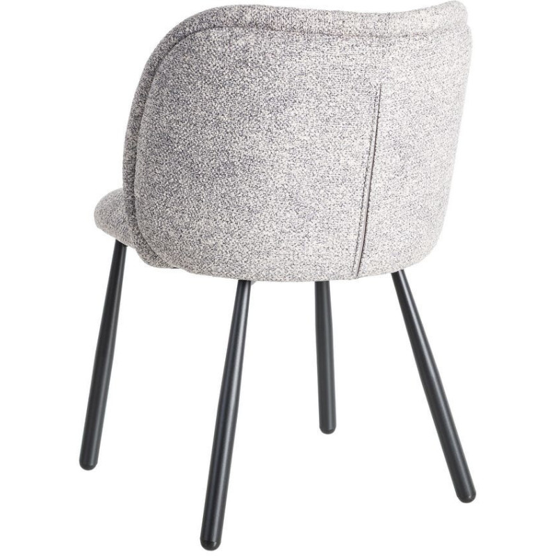 Chaise rétro dossier large en Tissu Gris blanc Chiné Métal Noir Tiriel (Lot de 2) - 4