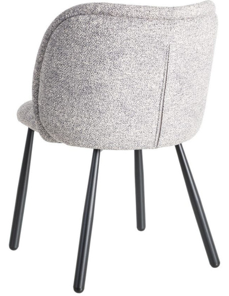 Chaise rétro dossier large en Tissu Gris blanc Chiné Métal Noir Tiriel (Lot de 2) - 4