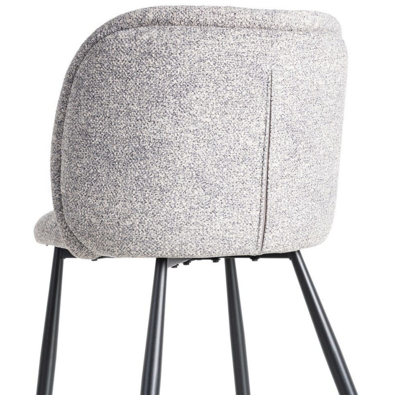 Chaise rétro dossier large en Tissu Gris blanc Chiné Métal Noir Tiriel (Lot de 2) - 5