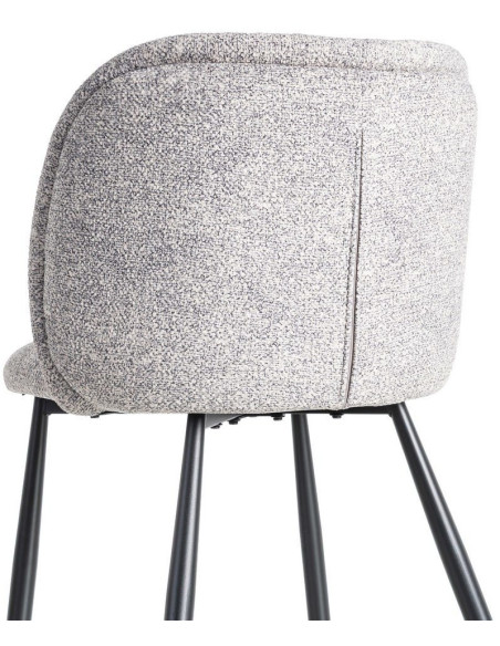 Chaise rétro dossier large en Tissu Gris blanc Chiné Métal Noir Tiriel (Lot de 2) - 5