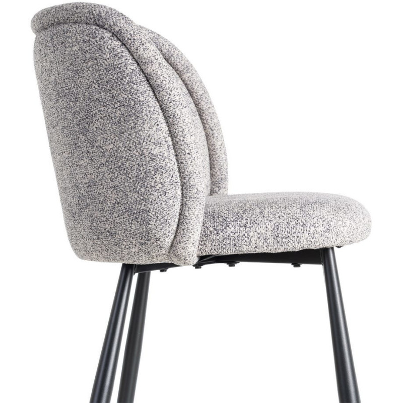 Chaise rétro dossier large en Tissu Gris blanc Chiné Métal Noir Tiriel (Lot de 2) - 6