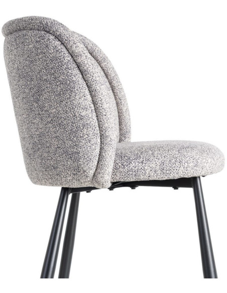 Chaise rétro dossier large en Tissu Gris blanc Chiné Métal Noir Tiriel (Lot de 2) - 6