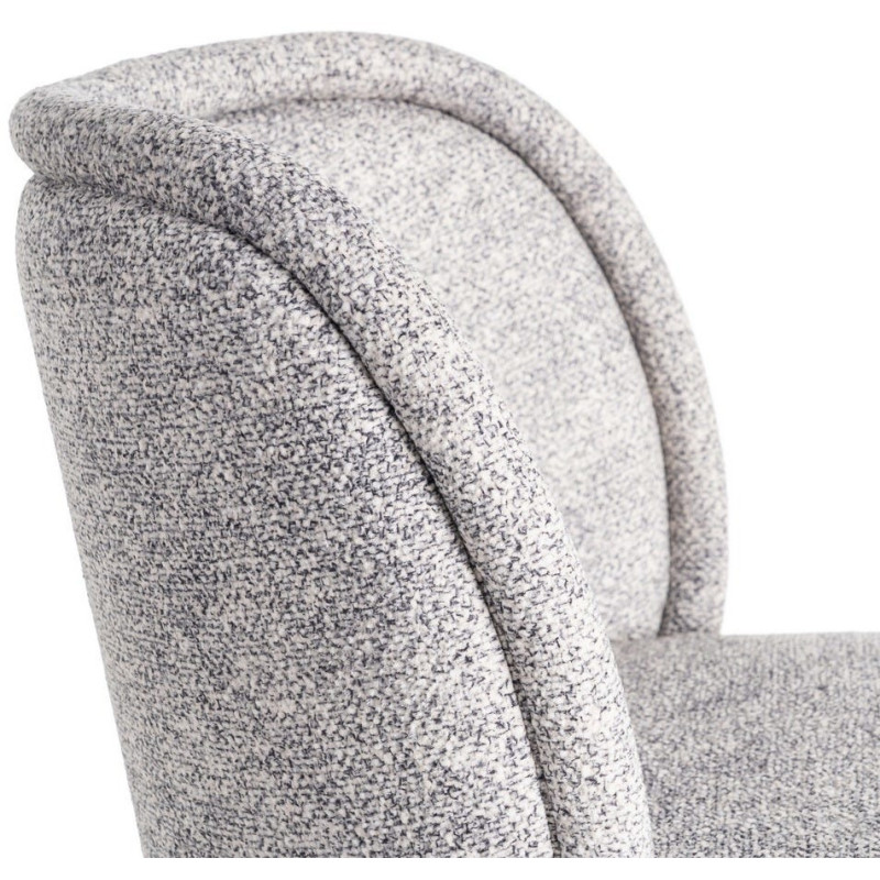 Chaise rétro dossier large en Tissu Gris blanc Chiné Métal Noir Tiriel (Lot de 2) - 7