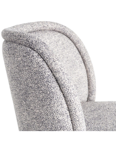 Chaise rétro dossier large en Tissu Gris blanc Chiné Métal Noir Tiriel (Lot de 2) - 7