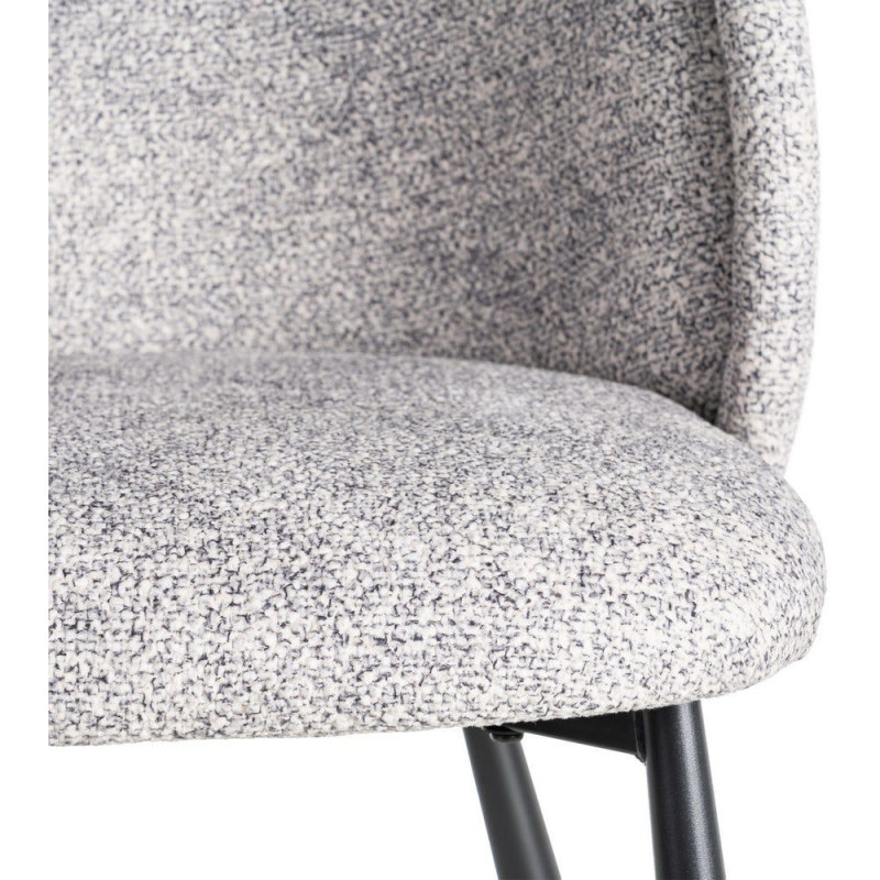 Chaise rétro dossier large en Tissu Gris blanc Chiné Métal Noir Tiriel (Lot de 2) - 8