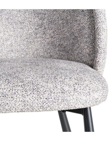 Chaise rétro dossier large en Tissu Gris blanc Chiné Métal Noir Tiriel (Lot de 2) - 8