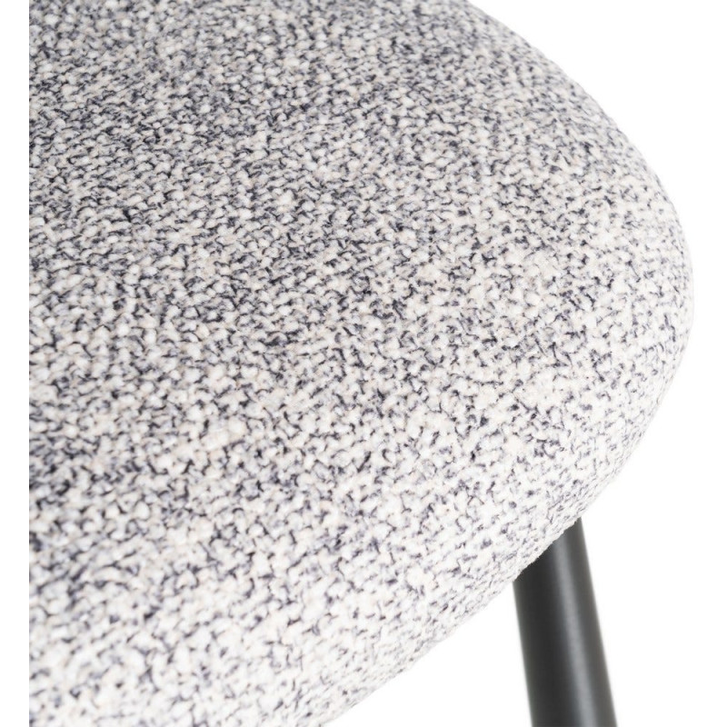 Chaise rétro dossier large en Tissu Gris blanc Chiné Métal Noir Tiriel (Lot de 2) - 10