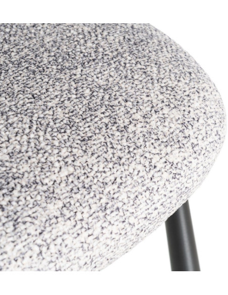 Chaise rétro dossier large en Tissu Gris blanc Chiné Métal Noir Tiriel (Lot de 2) - 10