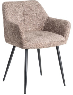 Fauteuil de table moderne chic en Tissu Vieux taupe Chiné Métal Noir Olvian (Lot de 2) - 1