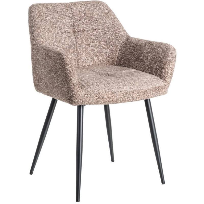 Fauteuil de table moderne chic en Tissu Vieux taupe Chiné Métal Noir Olvian (Lot de 2) - 1