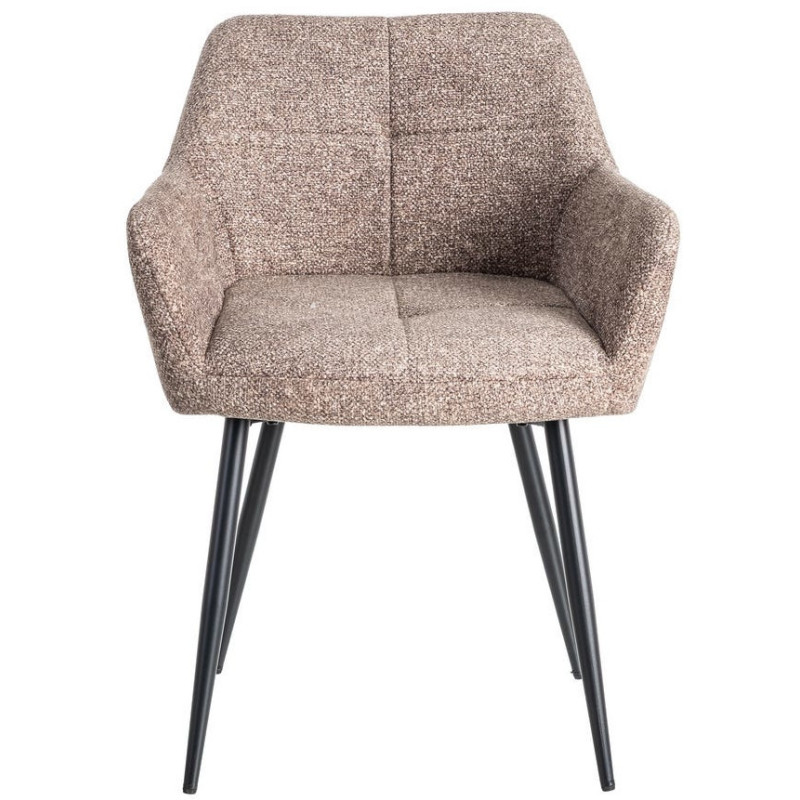 Fauteuil de table moderne chic en Tissu Vieux taupe Chiné Métal Noir Olvian (Lot de 2) - 2