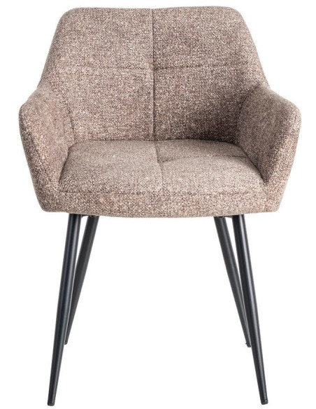 Fauteuil de table moderne chic en Tissu Vieux taupe Chiné Métal Noir Olvian (Lot de 2) - 2
