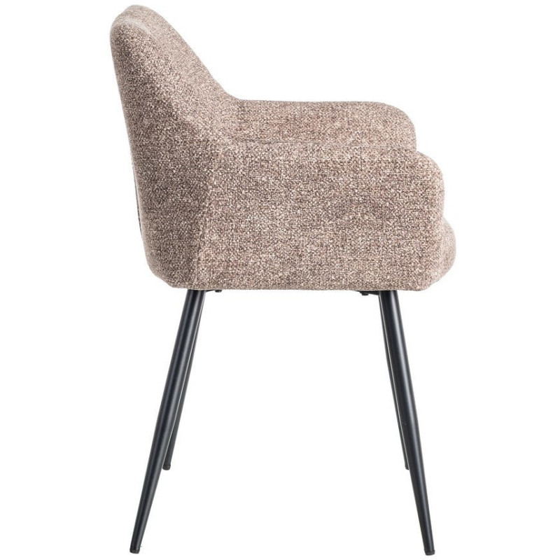 Fauteuil de table moderne chic en Tissu Vieux taupe Chiné Métal Noir Olvian (Lot de 2) - 3