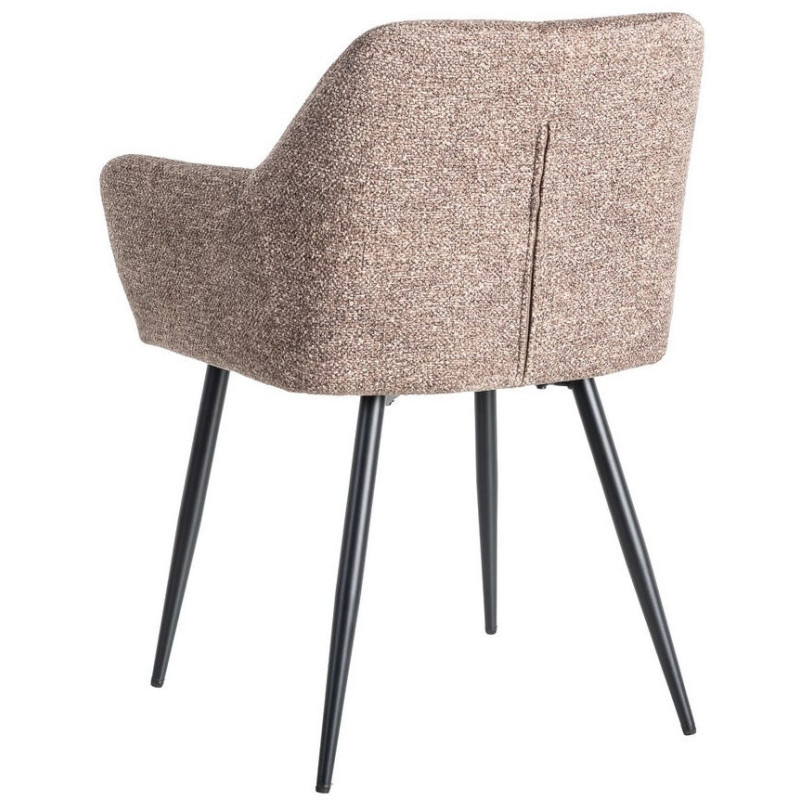 Fauteuil de table moderne chic en Tissu Vieux taupe Chiné Métal Noir Olvian (Lot de 2) - 4