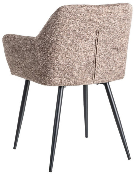 Fauteuil de table moderne chic en Tissu Vieux taupe Chiné Métal Noir Olvian (Lot de 2) - 4