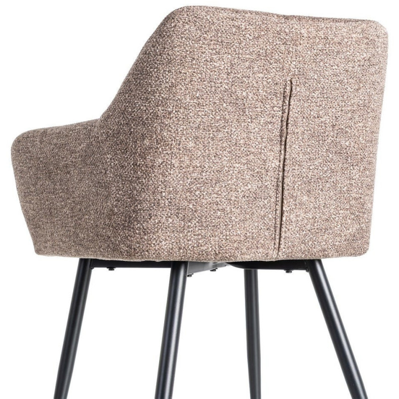 Fauteuil de table moderne chic en Tissu Vieux taupe Chiné Métal Noir Olvian (Lot de 2) - 5
