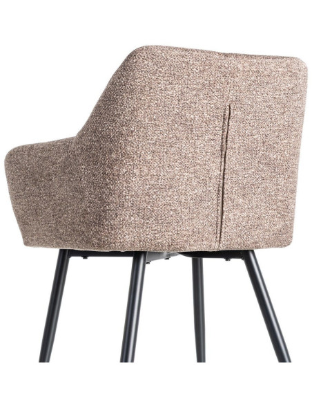 Fauteuil de table moderne chic en Tissu Vieux taupe Chiné Métal Noir Olvian (Lot de 2) - 5