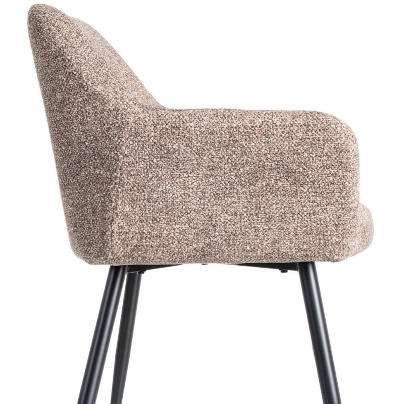 Fauteuil de table moderne chic en Tissu Vieux taupe Chiné Métal Noir Olvian (Lot de 2) - 6