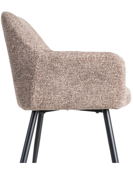 Fauteuil de table moderne chic en Tissu Vieux taupe Chiné Métal Noir Olvian (Lot de 2) - 6