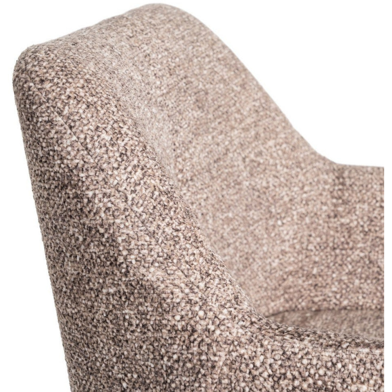 Fauteuil de table moderne chic en Tissu Vieux taupe Chiné Métal Noir Olvian (Lot de 2) - 7