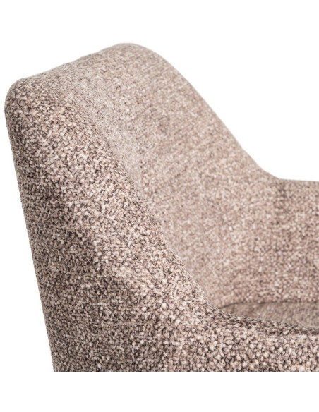 Fauteuil de table moderne chic en Tissu Vieux taupe Chiné Métal Noir Olvian (Lot de 2) - 7