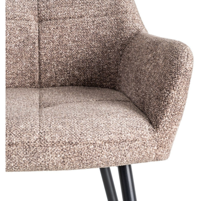 Fauteuil de table moderne chic en Tissu Vieux taupe Chiné Métal Noir Olvian (Lot de 2) - 8