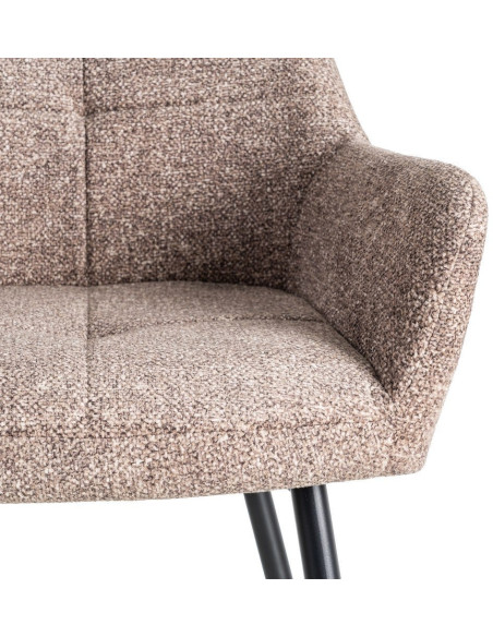 Fauteuil de table moderne chic en Tissu Vieux taupe Chiné Métal Noir Olvian (Lot de 2) - 8