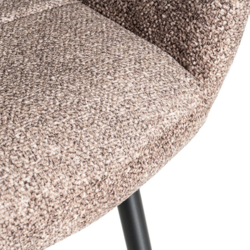 Fauteuil de table moderne chic en Tissu Vieux taupe Chiné Métal Noir Olvian (Lot de 2) - 10