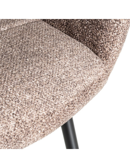 Fauteuil de table moderne chic en Tissu Vieux taupe Chiné Métal Noir Olvian (Lot de 2) - 10