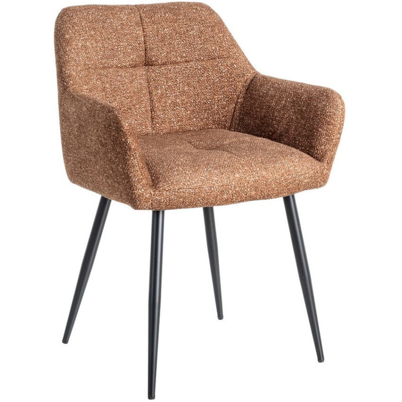 Fauteuil de table moderne chic en Tissu Ocre Chiné Métal Noir Olvian (Lot de 2) - 1