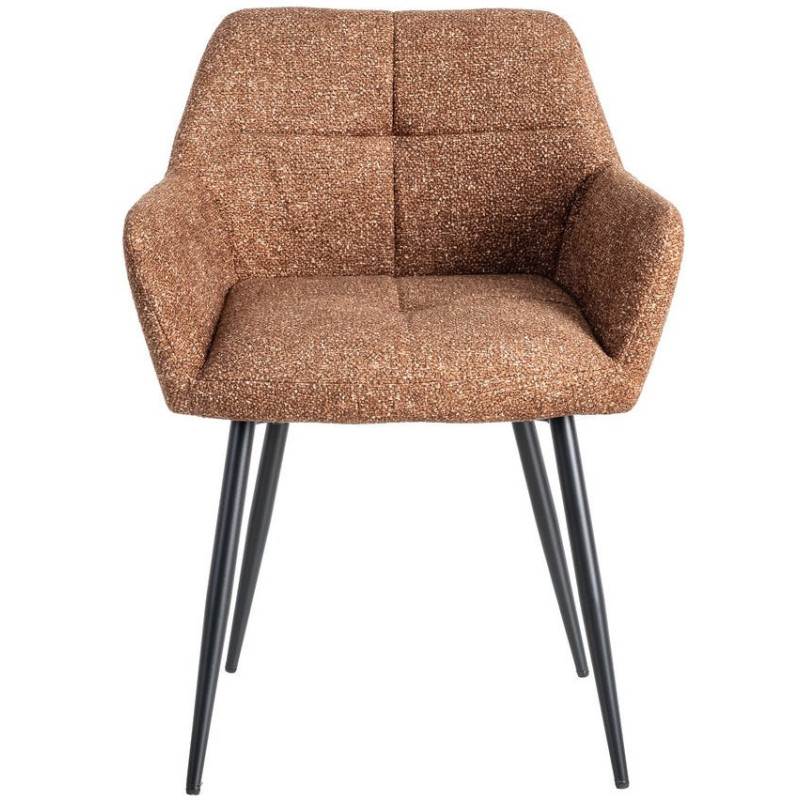 Fauteuil de table moderne chic en Tissu Ocre Chiné Métal Noir Olvian (Lot de 2) - 2