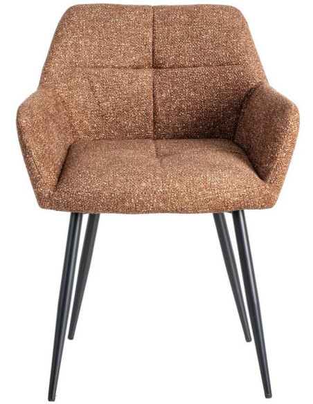 Fauteuil de table moderne chic en Tissu Ocre Chiné Métal Noir Olvian (Lot de 2) - 2
