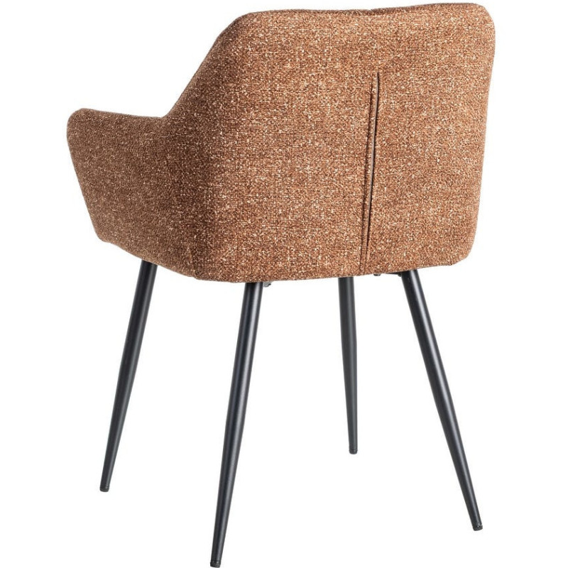 Fauteuil de table moderne chic en Tissu Ocre Chiné Métal Noir Olvian (Lot de 2) - 4