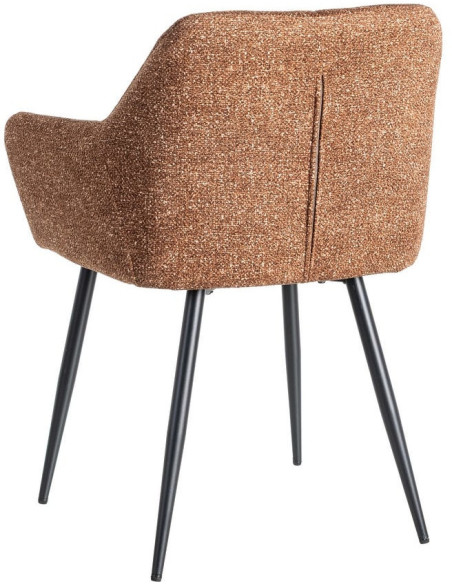 Fauteuil de table moderne chic en Tissu Ocre Chiné Métal Noir Olvian (Lot de 2) - 4