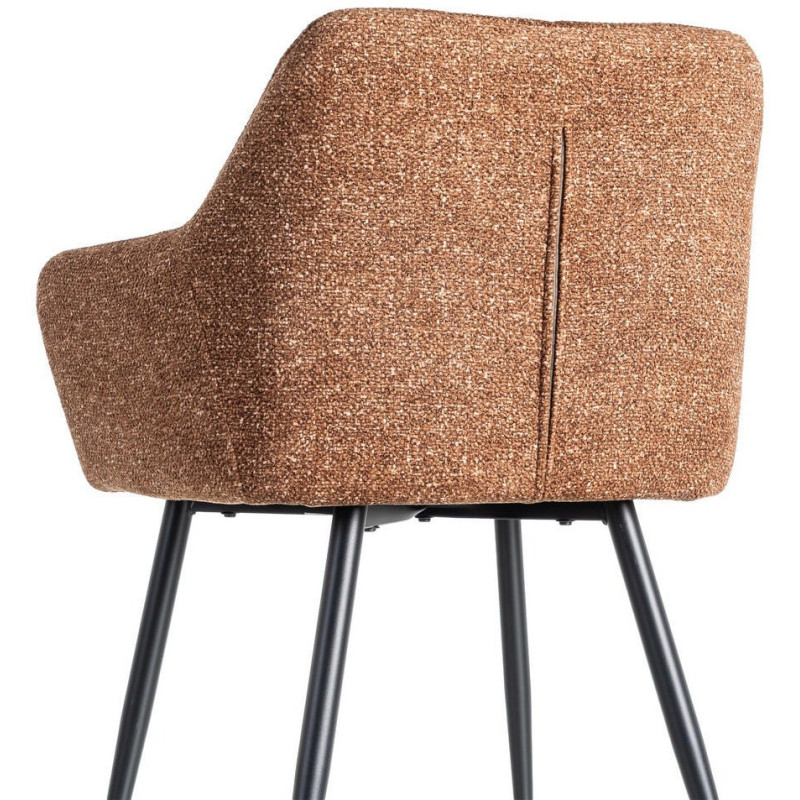 Fauteuil de table moderne chic en Tissu Ocre Chiné Métal Noir Olvian (Lot de 2) - 5