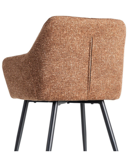 Fauteuil de table moderne chic en Tissu Ocre Chiné Métal Noir Olvian (Lot de 2) - 5